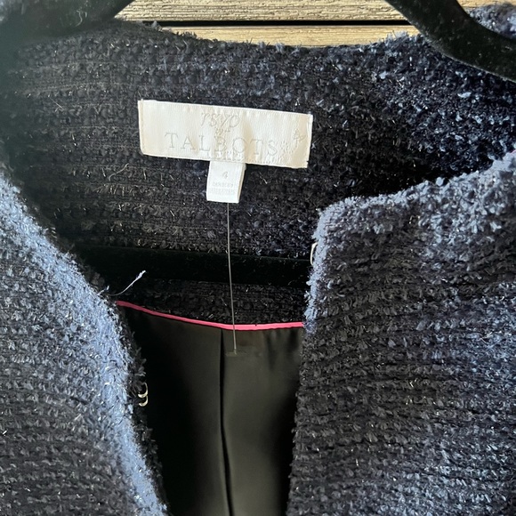 Talbots navy tweed topper - Picture 2 of 5